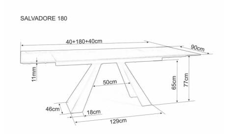Стол обеденный SIGNAL SALVADORE Ceramic серый мрамор/черный мат 180-260/90