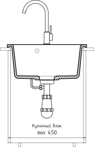 Кухонная мойка GRANFEST SMART SM-435 бежевый + сифон