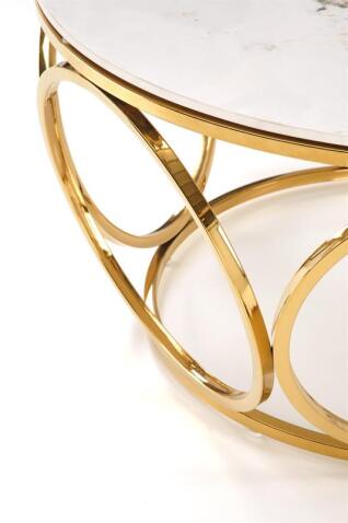 Стол журнальный HALMAR VENUS 2 белый мрамор/золотой