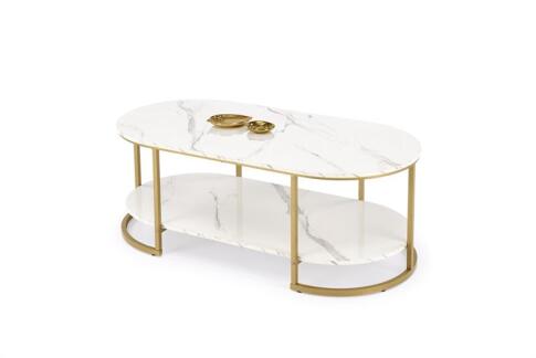 Стол журнальный HALMAR KALUA белый/золотой 120/60