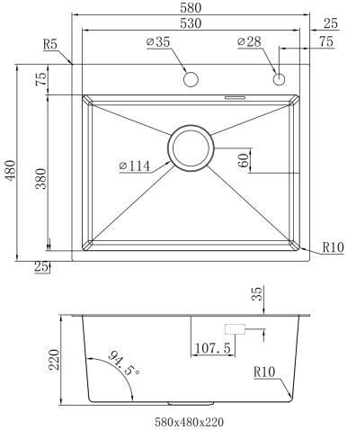 Кухонная мойка из нержавейки BLANTEK LS-5848SNB Snake texture black