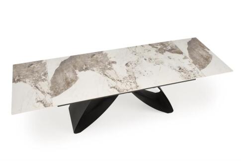 Стол обеденный HALMAR HILARIO белый мрамор/черный 180-260/90