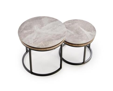 Комплект HALMAR ITAKA (2 стола журнальных) серый мрамор/графит