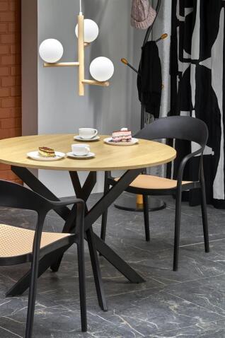 Стол обеденный HALMAR EDGAR дуб золотой/черный 100