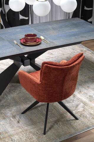 Стол обеденный HALMAR LUCIANO синий мрамор/черный 180-230/90