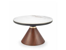 Стол журнальный HALMAR GENESIS белый мрамор/ореховый/золотой