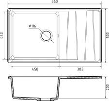 Кухонная мойка GRANFEST LEVEL LV-860L черный Кухонная мойка GRANFEST LEVEL LV-860L черный