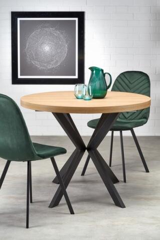 Стол обеденный HALMAR PERONI дуб золотой/черный 100-250/100