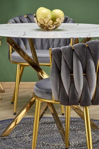 Стол обеденный HALMAR RAYMOND 2 белый мрамор/золотой 100