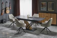 Стол обеденный HALMAR VOLANT 140 черный мрамор/дуб золотой 140-180/90