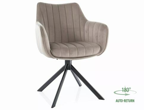 Стул SIGNAL AZALIA Velvet Bluvel 40 темно-бежевый/черный, поворотный