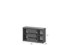 Комод NN Мебель (МС Денвер К) Графит серый (серия 2), 3 ящ., 2 ств.