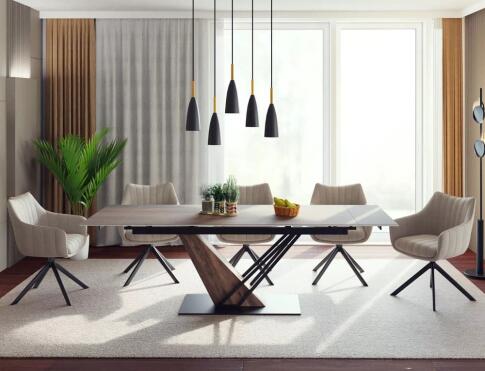 Стол обеденный SIGNAL GENESIS Legno эффект дерева/дуб/черный 160-220/90