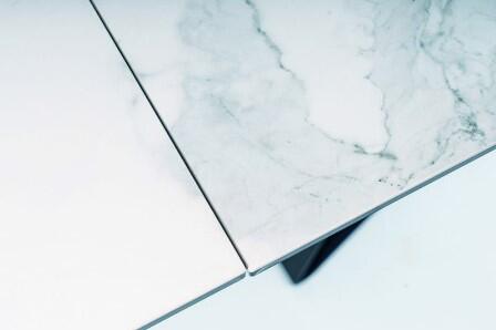 Стол обеденный SIGNAL WESTIN III Ceramic белый мрамор/черный мат 180-260/90