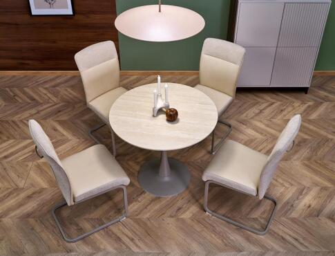 Стол обеденный HALMAR TOLIO травертин/кашемир 90