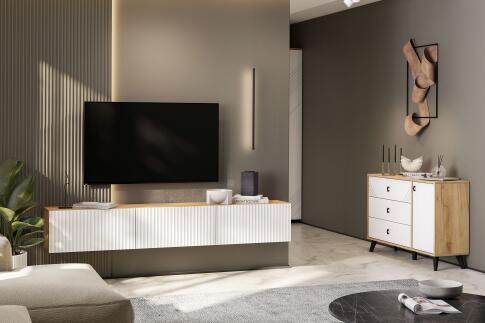 Тумба NN Мебель (МС Байкал К) Дуб Золотой/Белый матовый