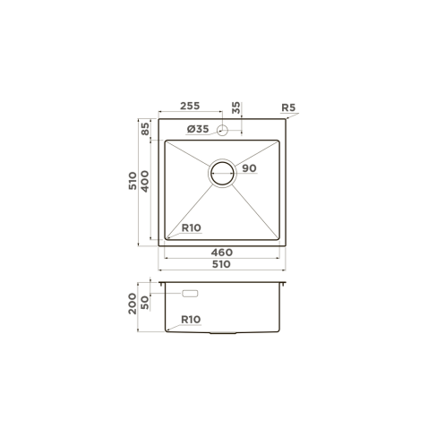 Кухонная мойка из нержавейки Omoikiri Akisame 51-LG светлое золото