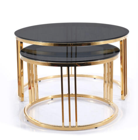Комплект SIGNAL VIENNA (2 стола журнальных) дымчатый/золотой
