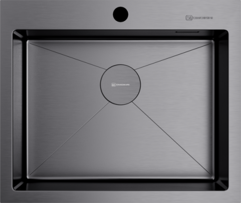Кухонная мойка из нержавейки Omoikiri Akisame 59-GM вороненая сталь