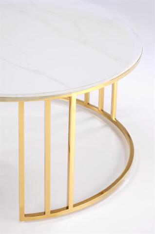 Комплект HALMAR MERCURY 3 (2 стола журнальных) белый мрамор/золотой