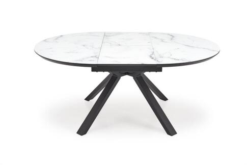 Стол обеденный HALMAR VERTIGO белый мрамор/черный 130-180/130