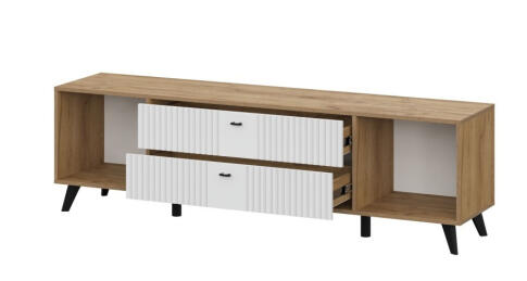 Тумба для ТВ SV-МЕБЕЛЬ (МС Милан К) Дуб Золотой/Белый матовый, с ящиками