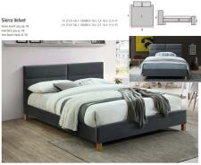 Кровать SIGNAL SIERRA Velvet tap. 150 серый/дуб, 120/200