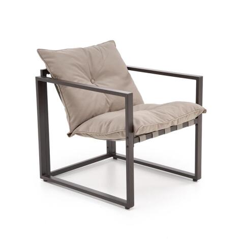 Комплект HALMAR SHARK (софа + 2 кресла + стол журнальный) черный/капучино