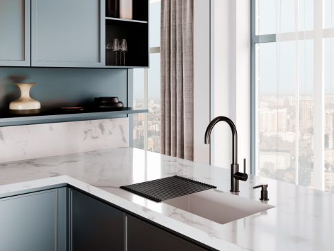 Смеситель для кухни Omoikiri Okawa 2 Plus-GM вороненая сталь