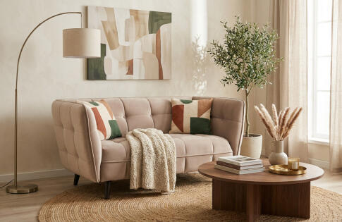 Диван SIGNAL CASTELLO 2 Velvet Bluvel 28 бежевый/венге