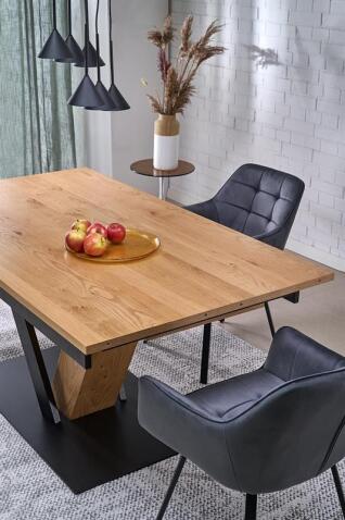 Стол обеденный HALMAR FANIS натуральный/черный 160-220/90