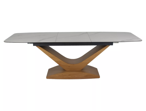 Стол обеденный SIGNAL DOLCE Ceramic Statuario Venato белый/дуб 180-240/95