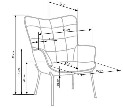 Кресло HALMAR CASTEL горчичный/черный