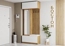 Прихожая МК Стиль БОСТОН МДФ дуб крафт золотой/глянцевая белый кожзам.