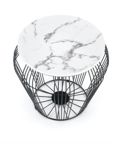 Стол журнальный HALMAR ADRIANNA белый мрамор/черный