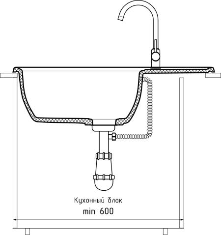 Кухонная мойка GRANFEST VERTEX V-780L песочный