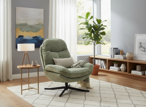 Кресло SIGNAL HARPER tap. 238 оливковый/черный