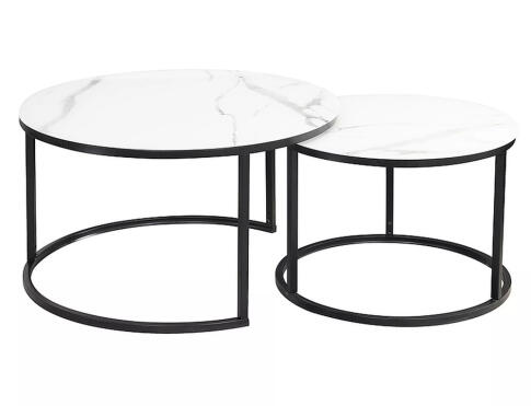 Комплект SIGNAL ATLANTA C (2 стола журнальных) белый мрамор/черный мат