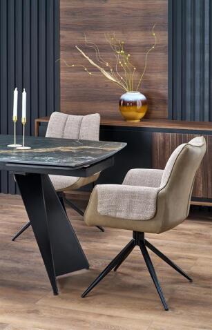 Стол обеденный HALMAR ARMANI черный мрамор/черный 165-241/90