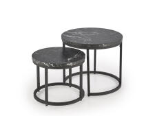 Комплект HALMAR OREO (2 стола журнальных) черный мрамор/черный
