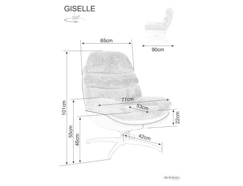 Кресло SIGNAL GISELLE серый/серый/черный мат