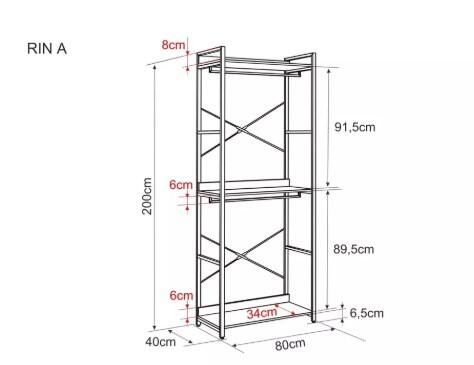 Стеллаж SIGNAL RIN A черный 200/80
