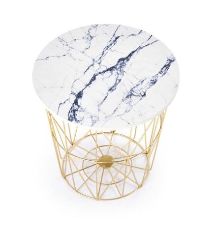 Стол журнальный HALMAR HARISSA G золотой/белый мрамор