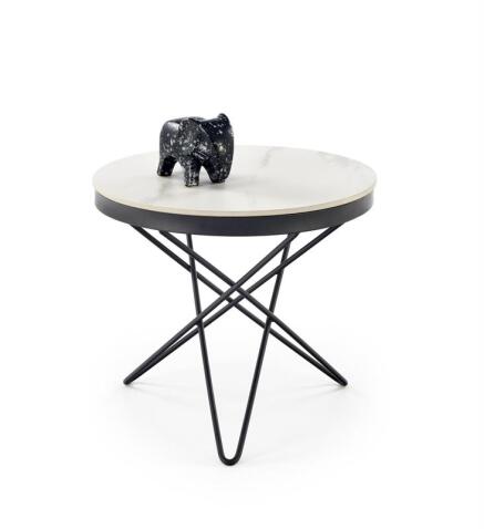 Стол журнальный HALMAR LEILA 2 белый мрамор/черный