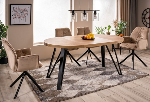 Стол обеденный SIGNAL GALAXY дуб артизан/черный 100-168/100