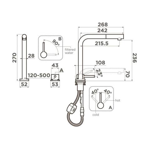 Смеситель для кухни Omoikiri Nara 2 Plus S BN нержавеющая сталь