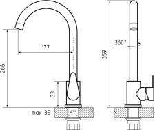 Смеситель для кухни GRANFEST QUARZ Z-5412 песочный