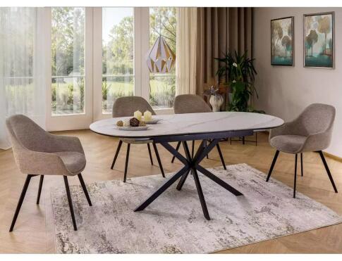 Стол обеденный SIGNAL GASTON Ceramic белый/черный 140-180/80