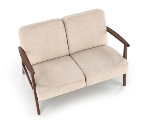 Диван HALMAR MILANO 2S tap. Castel 15 бежевый/орех