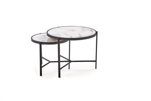 Комплект HALMAR FATIMA (2 стола журнальных) белый мрамор/черный